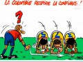  В Бельгии опубликовали карикатуру на игроков Колумбии, нюхающих на поле кокаин