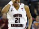 Баскетболистка университета Южной Каролины Эшли Брюнер радуется удачному броску в матче против Стэнфорда