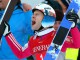 Норвежский прыгун с трамплина Андерс Якобсен празднует победу на турнире в Гармиш-Партенкирхене, Германия