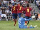 Игроки сборной Испании Родриго, Марк Барта и Коке празднуют гол в ворота сборной Норвегии в полуфинале молодежного Евро-2013 